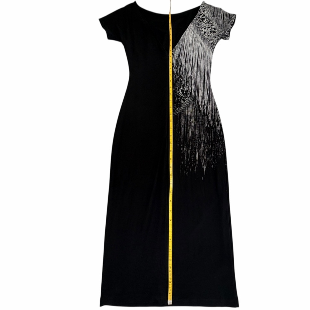 Elegant Isabel de Pedro Chain Printed Black  Short Sleeve Dress- US 4 - Picture 9 of 16